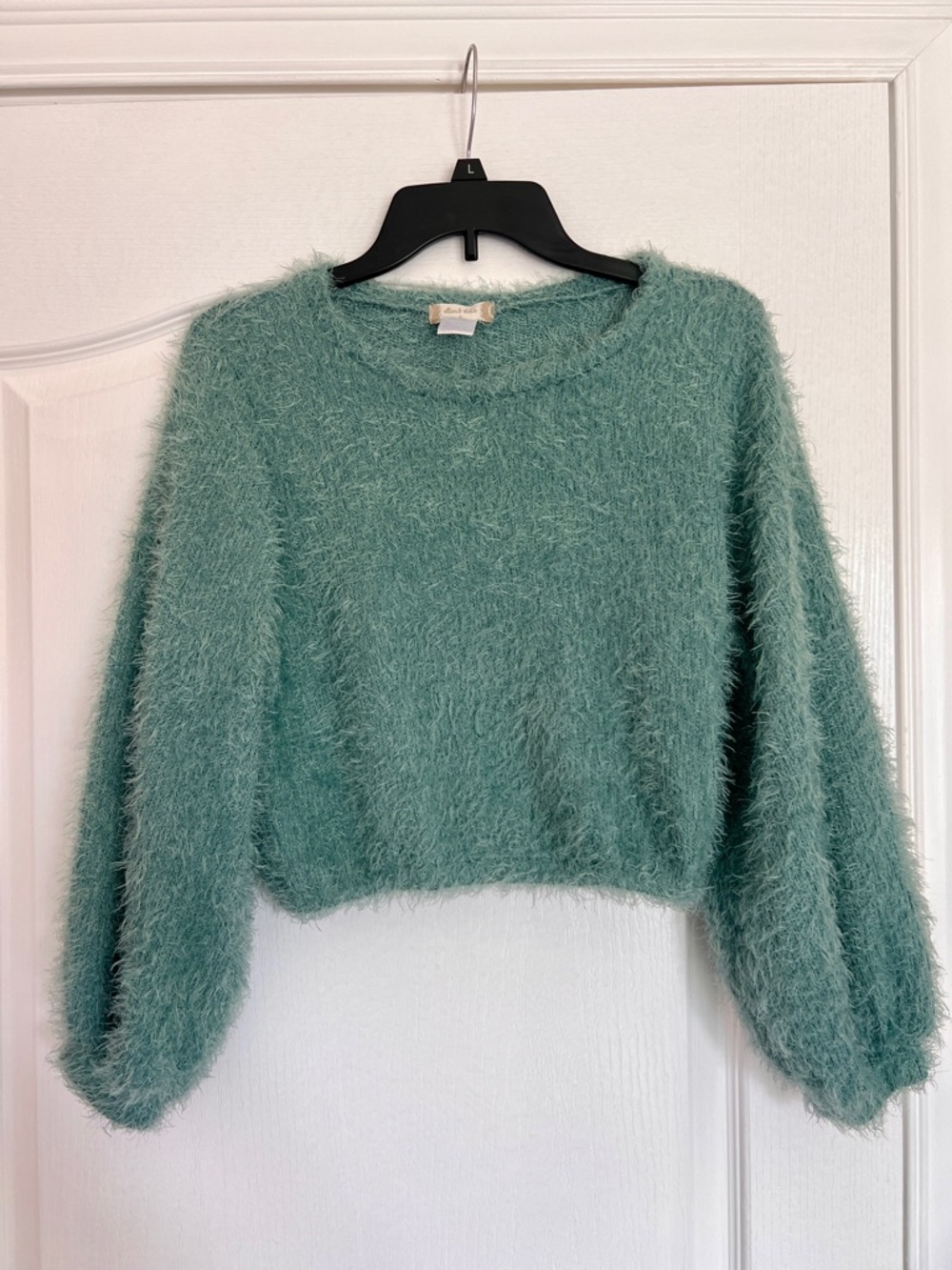 Altar'd State Fuzzy Cropped Crewneck Sweater